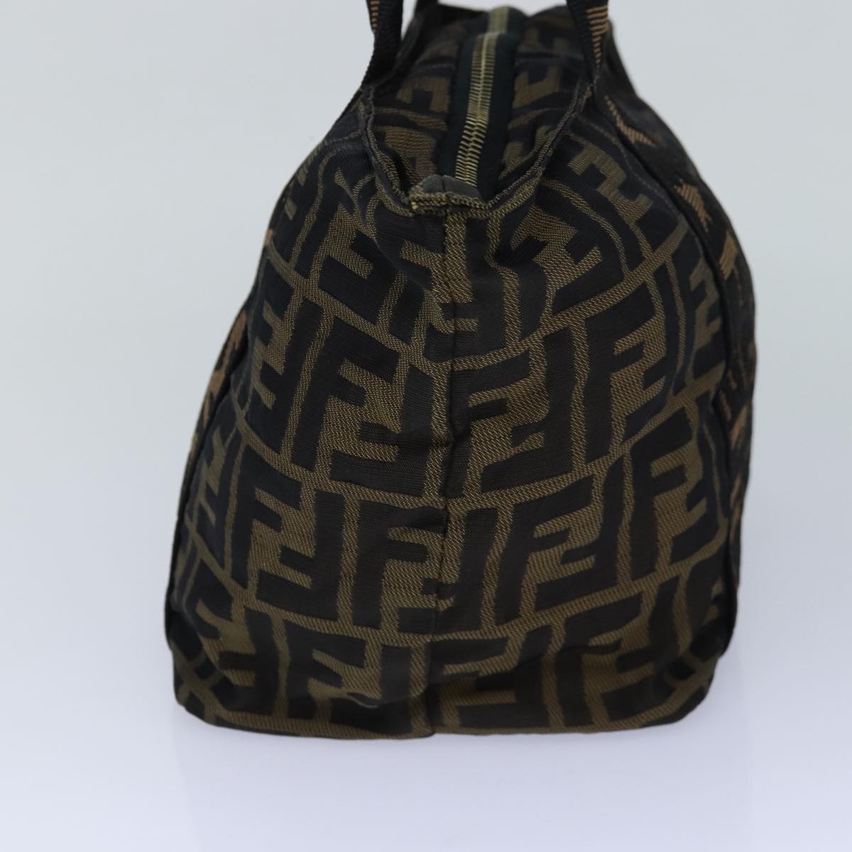 FENDI Zucca Canvas Hand Bag Brown Black ar12317