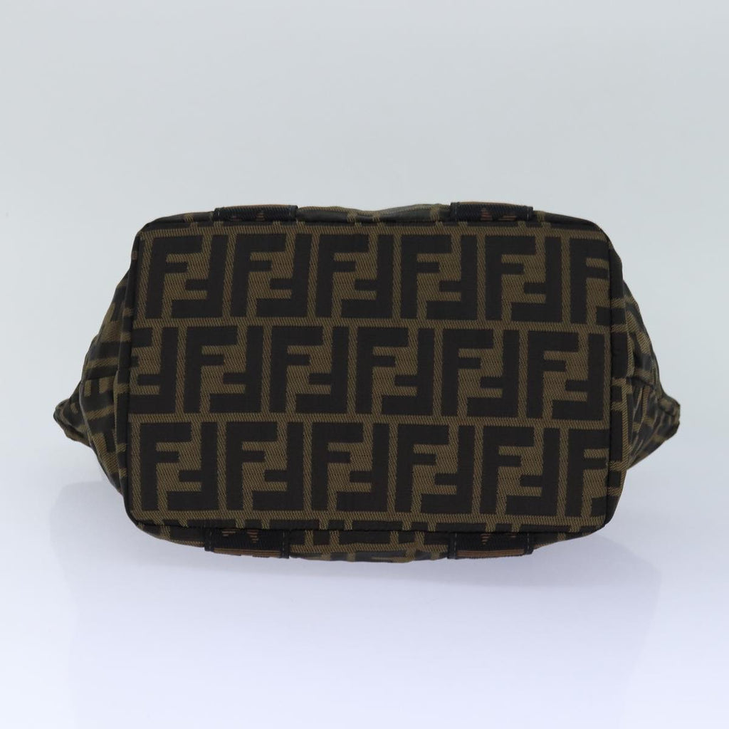 FENDI Zucca Canvas Hand Bag Brown Black ar12317