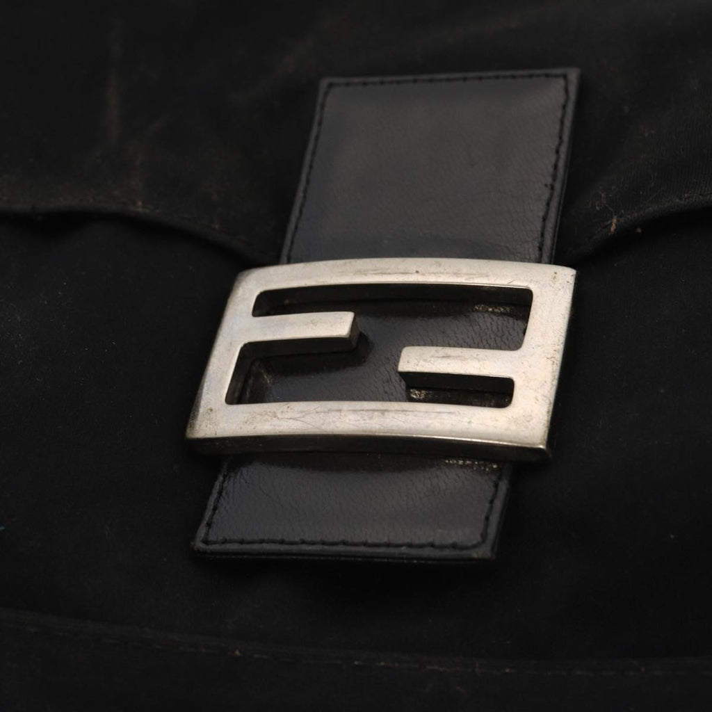FENDI Mamma Baguette Shoulder Bag Nylon Black ar12319