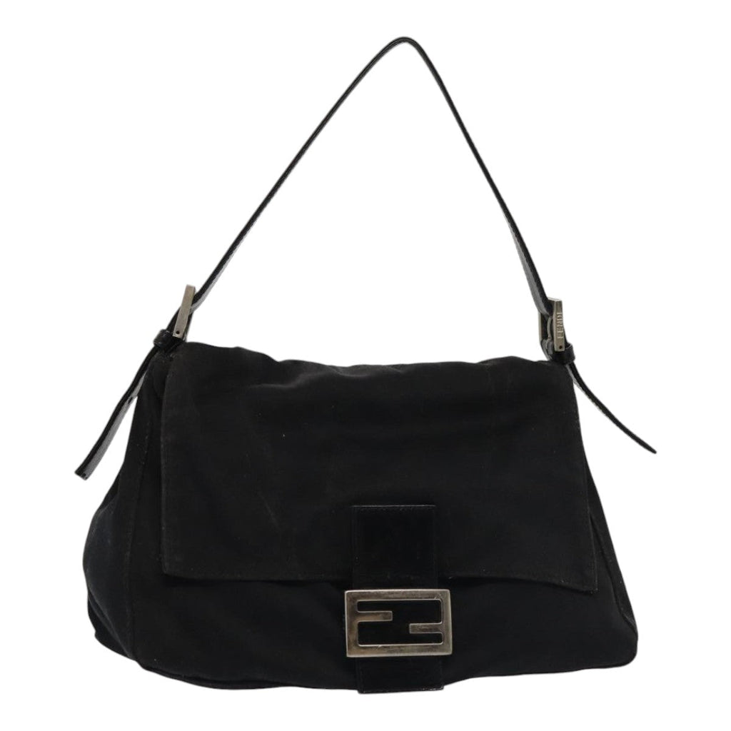 FENDI Mamma Baguette Shoulder Bag Nylon Black ar12319