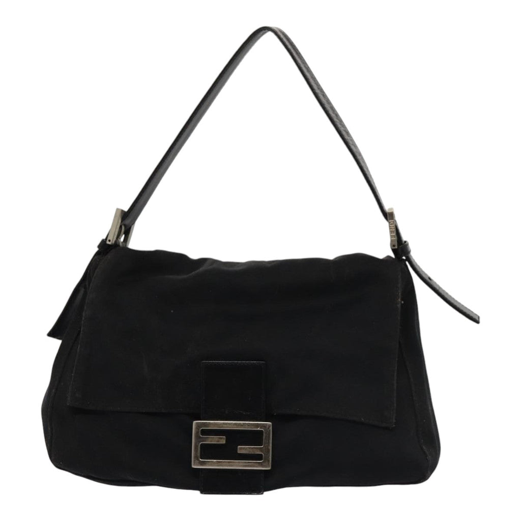FENDI Mamma Baguette Shoulder Bag Nylon Black ar12319