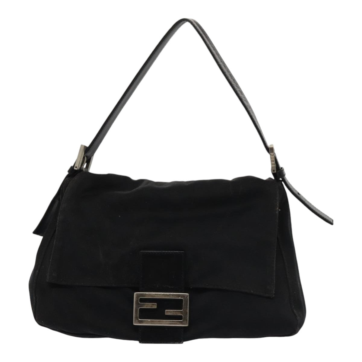FENDI Mamma Baguette Shoulder Bag Nylon Black ar12319