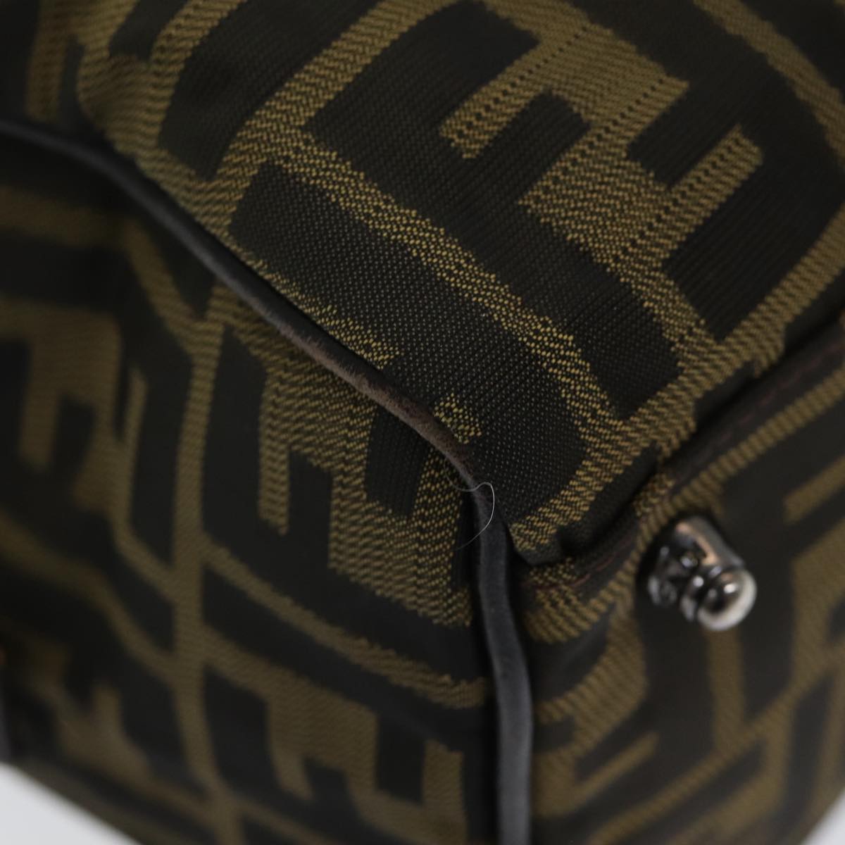FENDI Zucca Canvas Hand Bag Brown Black ar12386