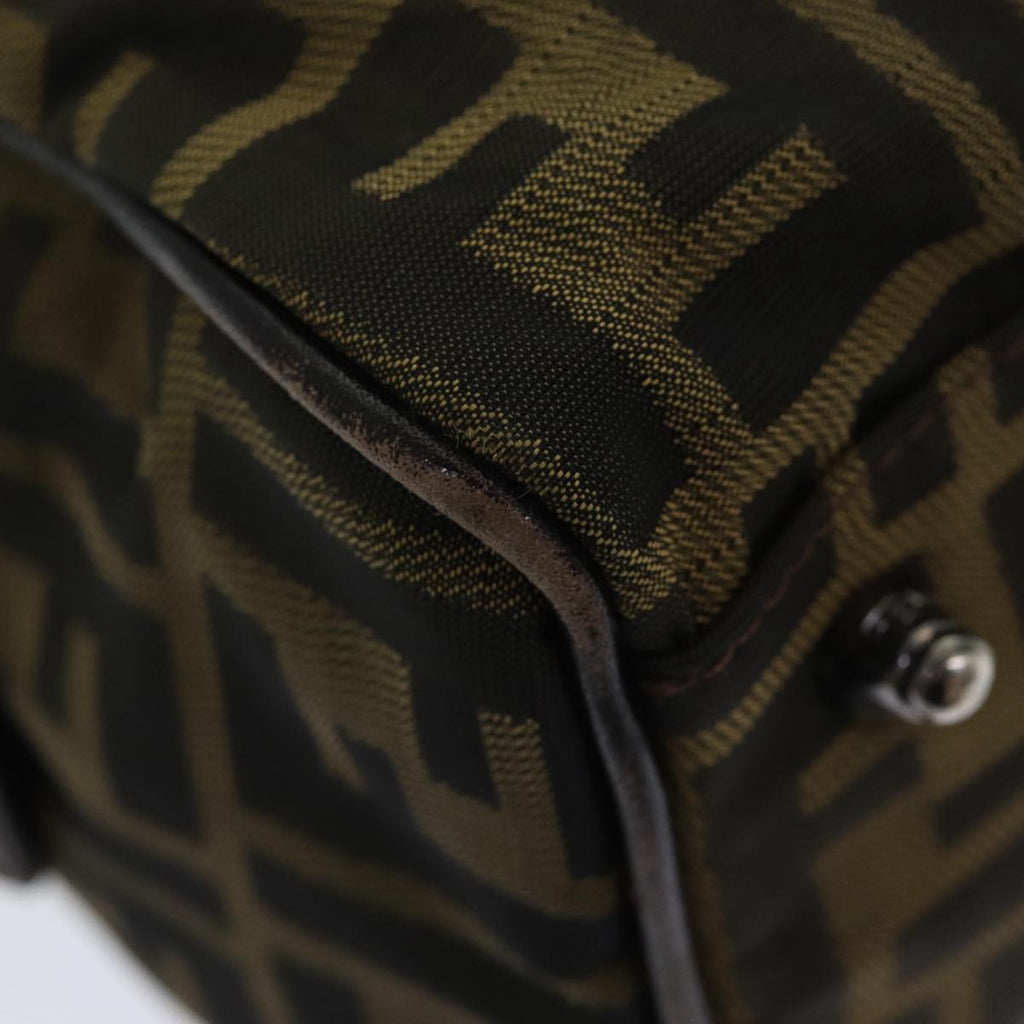 FENDI Zucca Canvas Hand Bag Brown Black ar12386