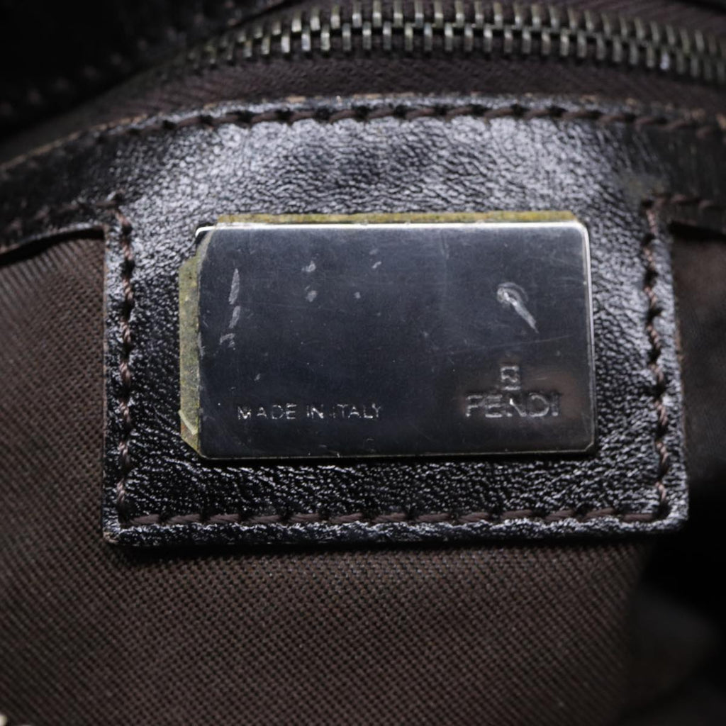 FENDI Zucca Canvas Hand Bag Brown Black ar12386