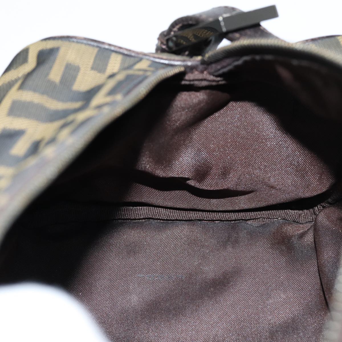 FENDI Zucca Canvas Hand Bag Brown Black ar12386