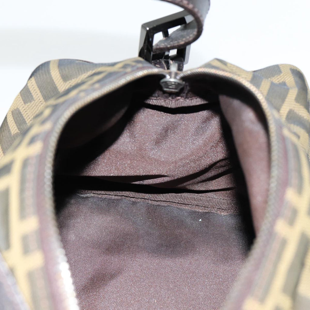 FENDI Zucca Canvas Hand Bag Brown Black ar12386