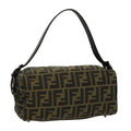 FENDI Zucca Canvas Hand Bag Brown Black ar12386