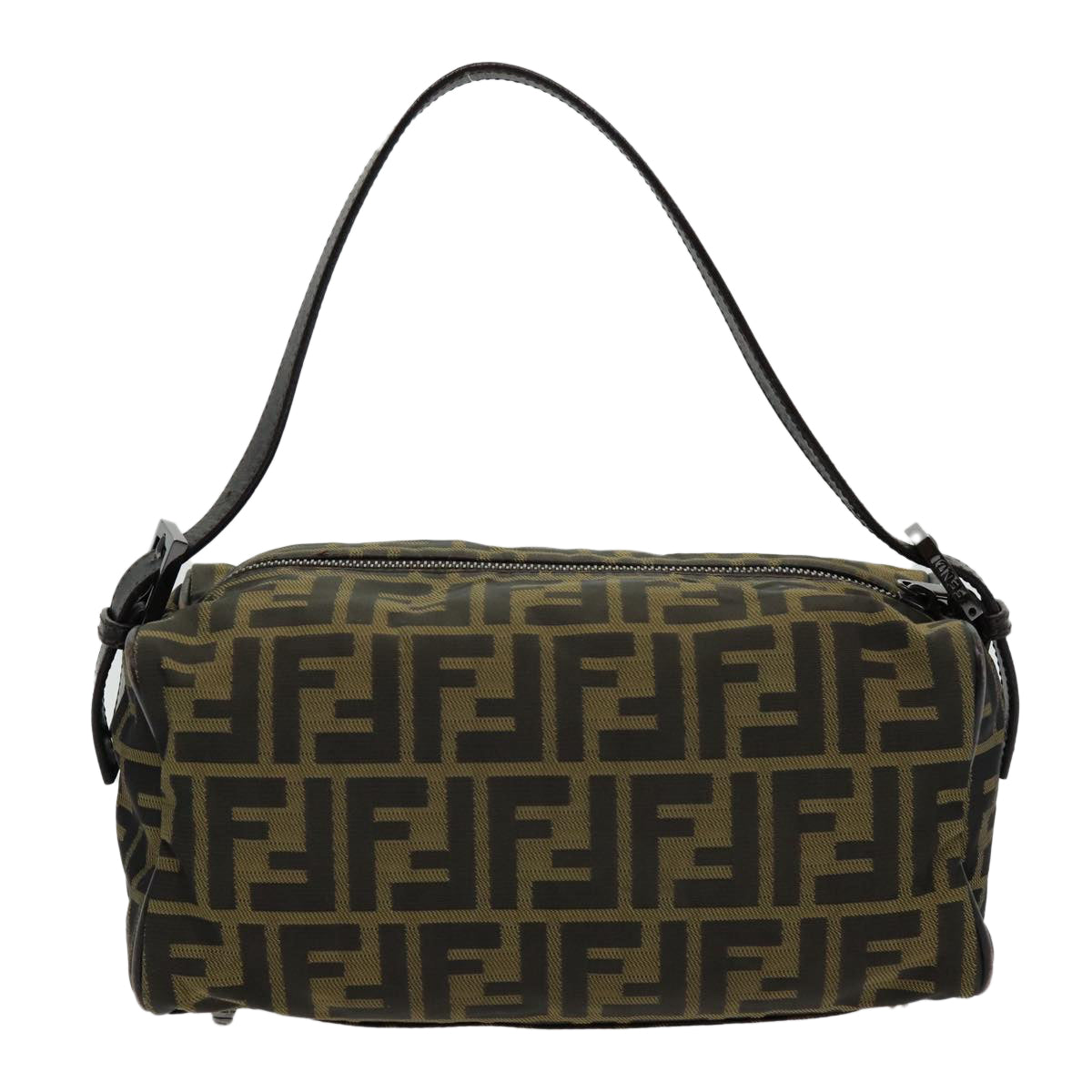 FENDI Zucca Canvas Hand Bag Brown Black ar12386