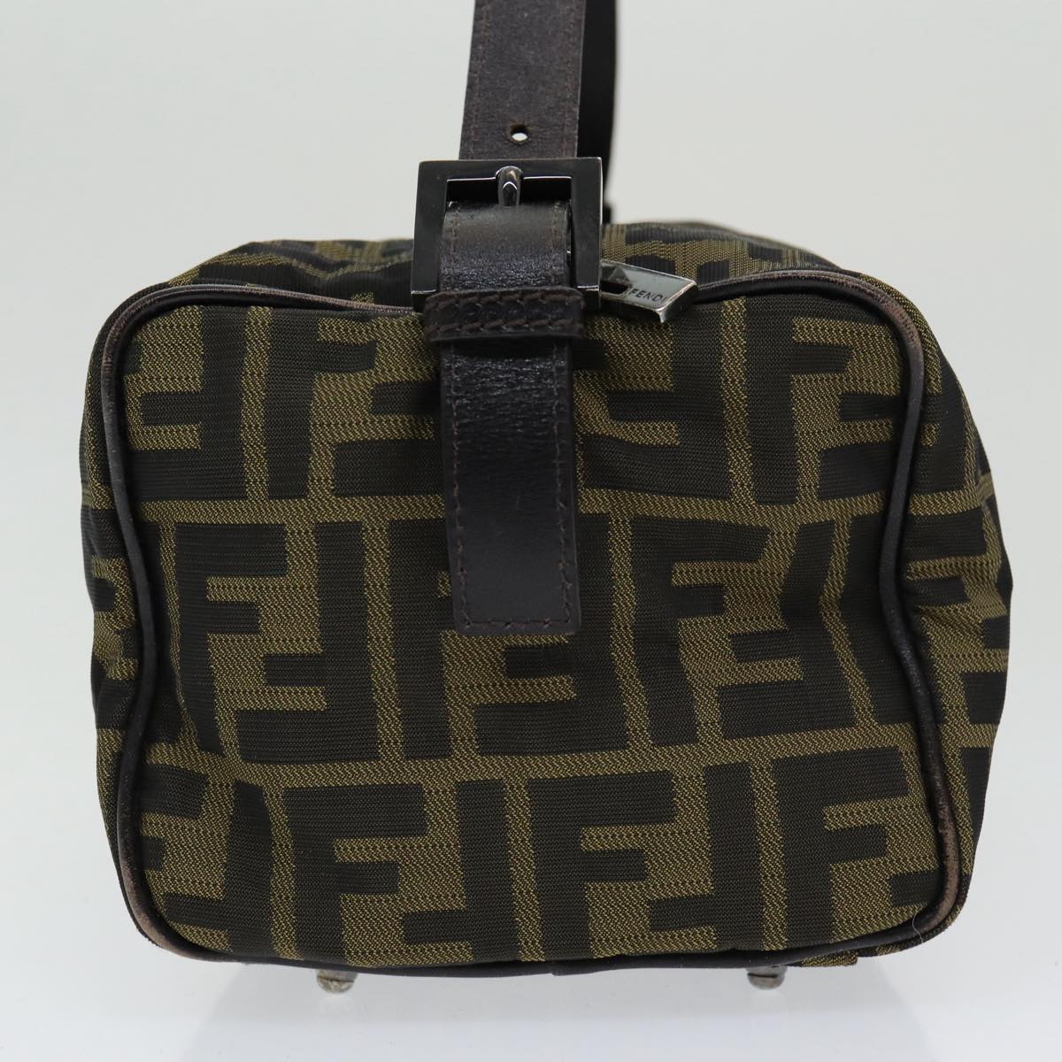 FENDI Zucca Canvas Hand Bag Brown Black ar12386
