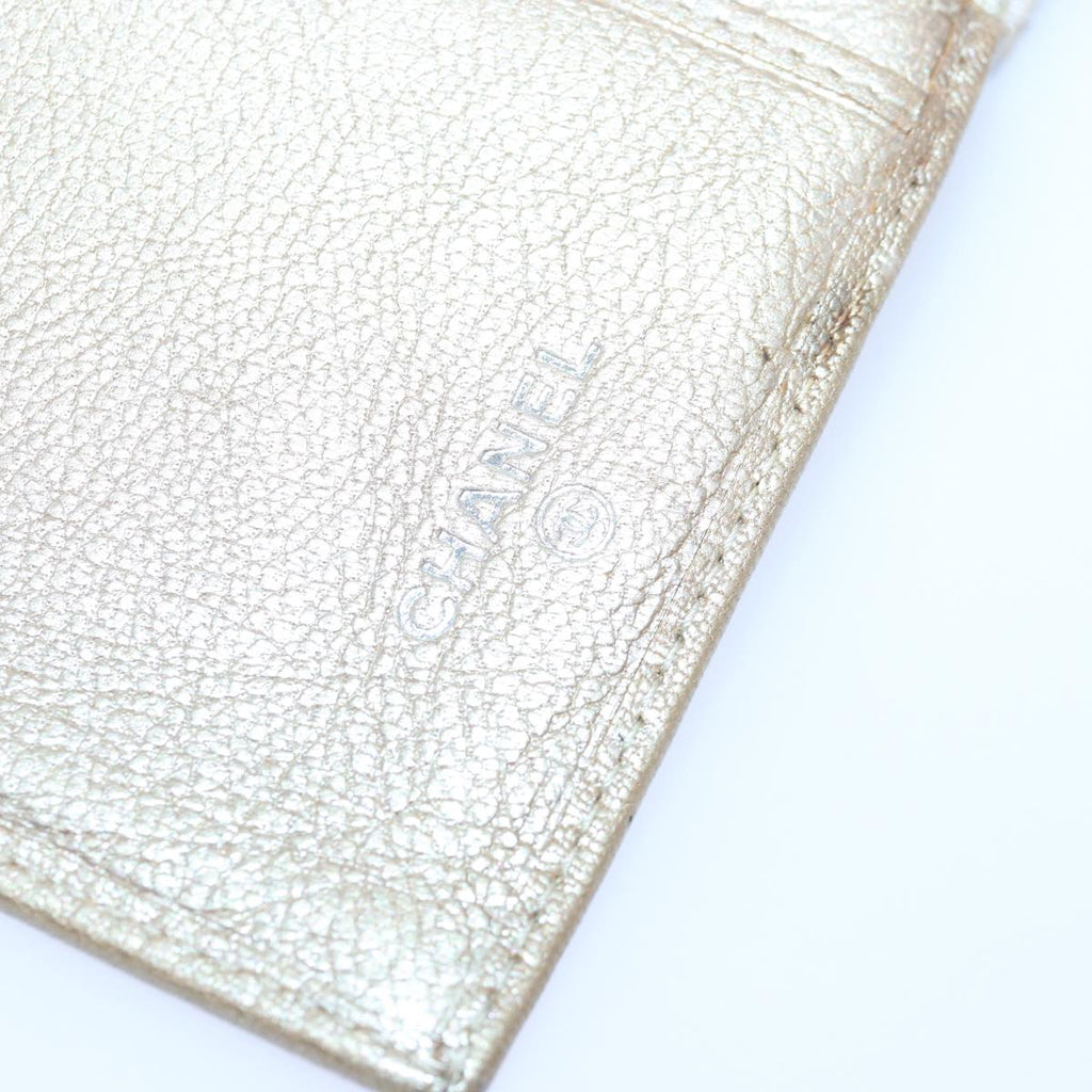 CHANEL COCO Mark Wallet Leather Beige Silver CC ar12390