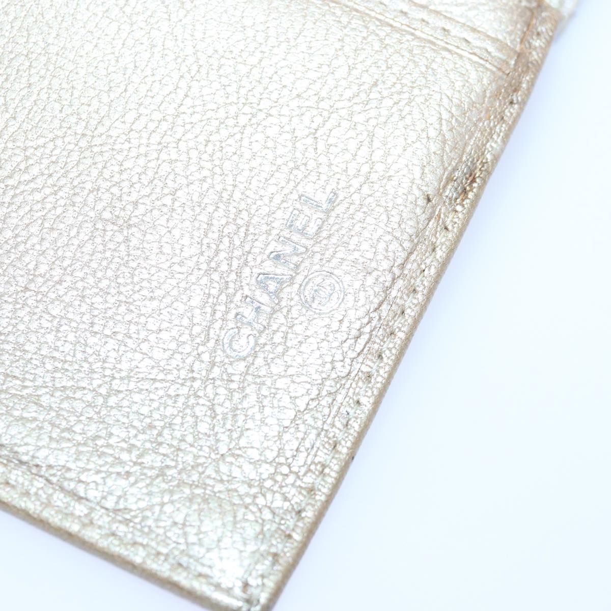 CHANEL COCO Mark Wallet Leather Beige Silver CC ar12390