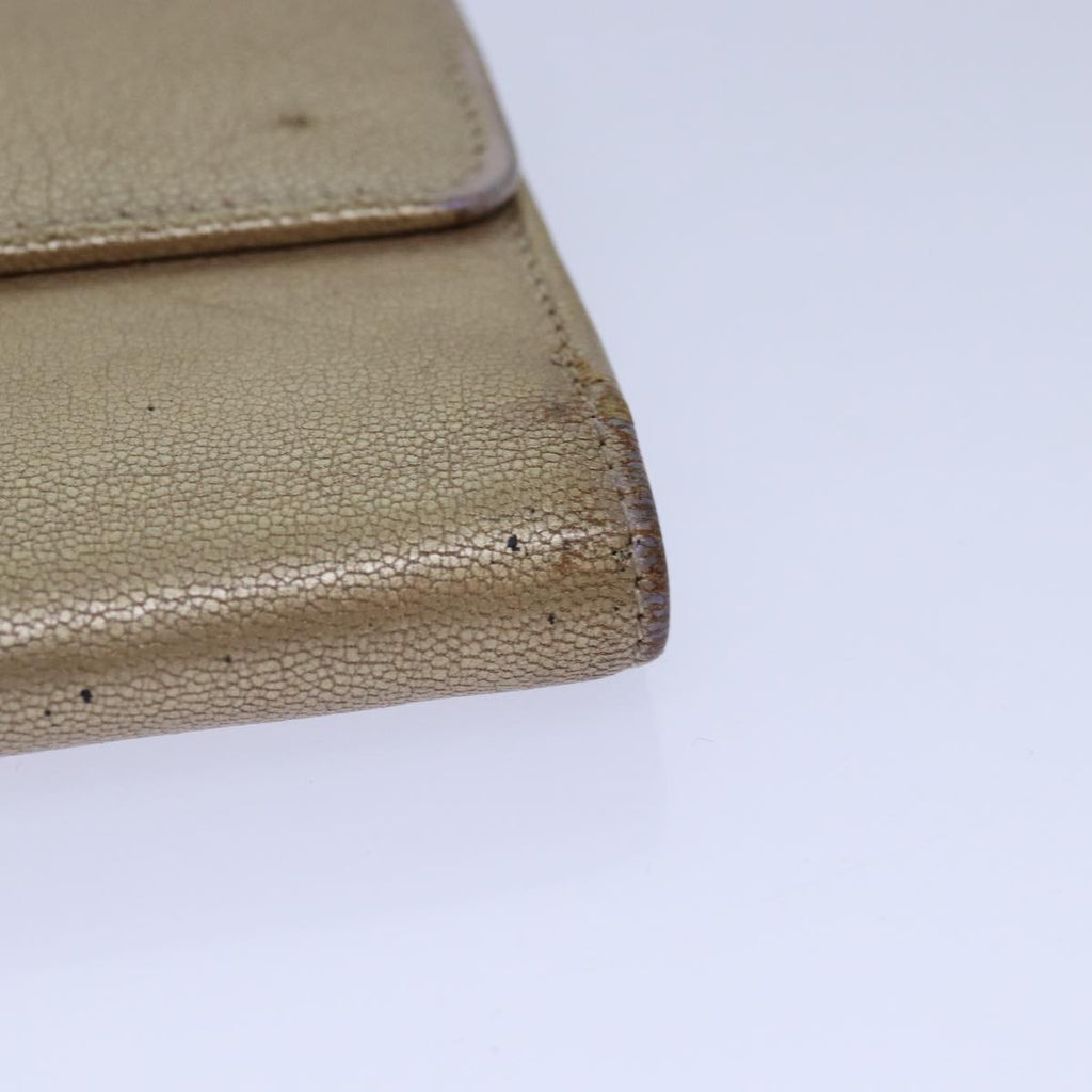 CHANEL COCO Mark Wallet Leather Beige Silver CC ar12390