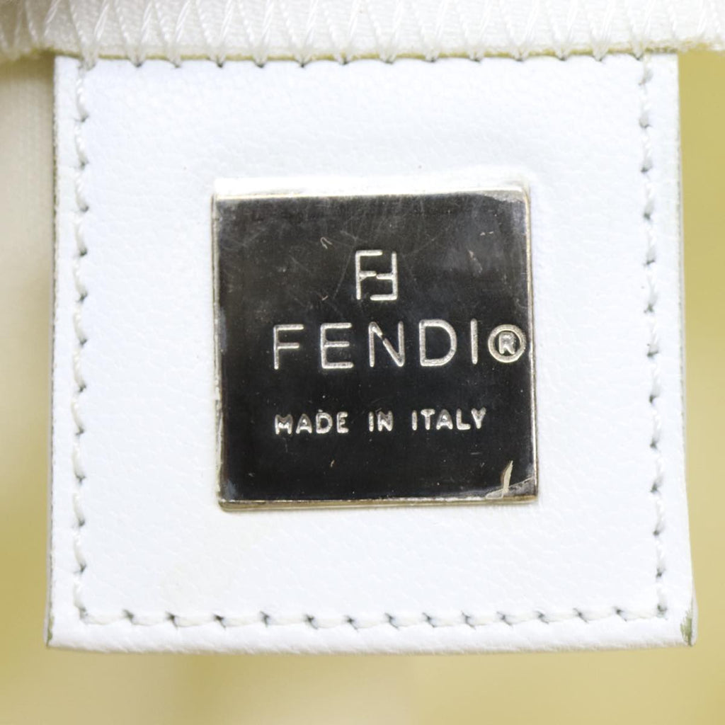 FENDI Shoulder Bag Nylon White Silver ar12395