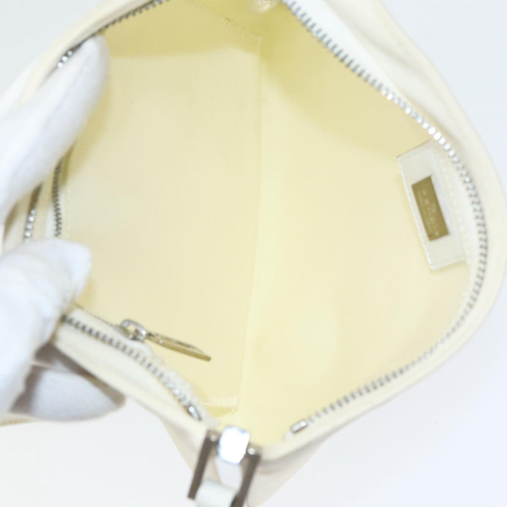 FENDI Shoulder Bag Nylon White Silver ar12395