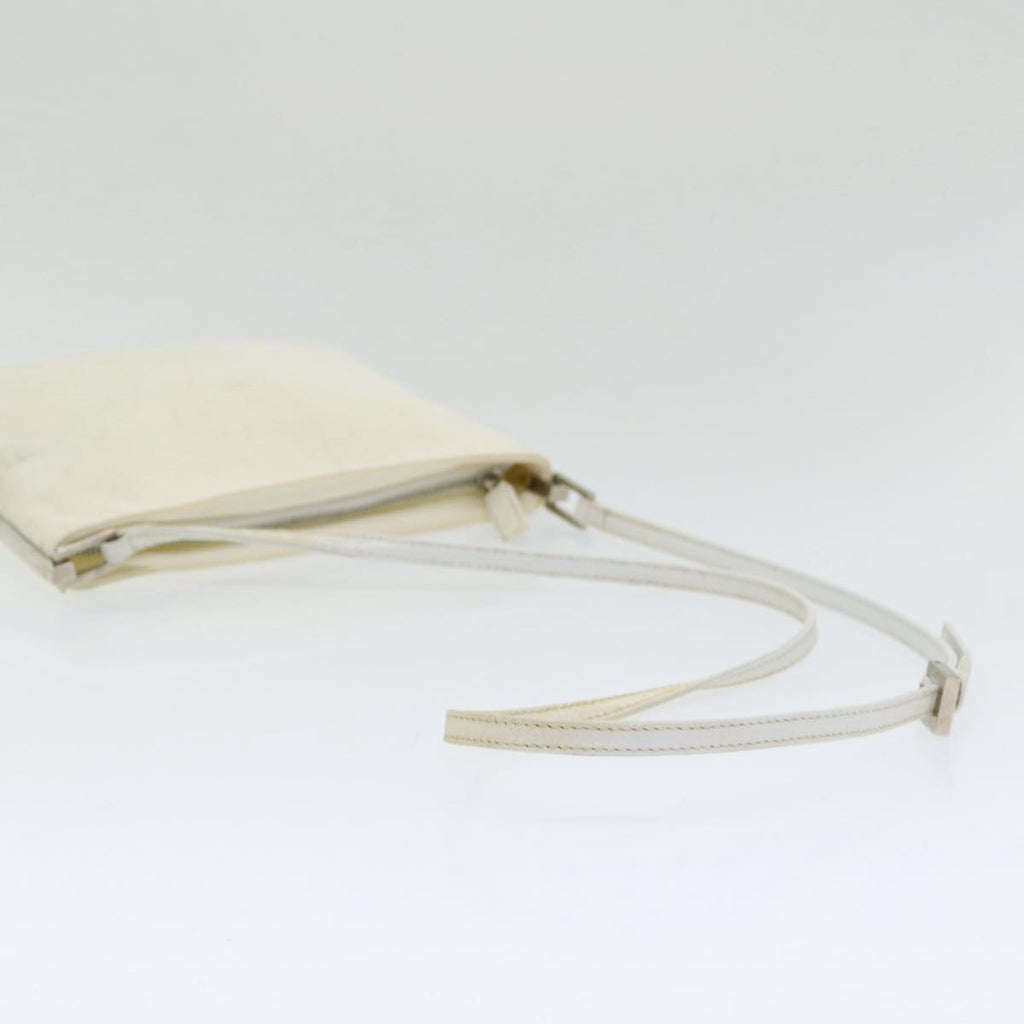 FENDI Shoulder Bag Nylon White Silver ar12395