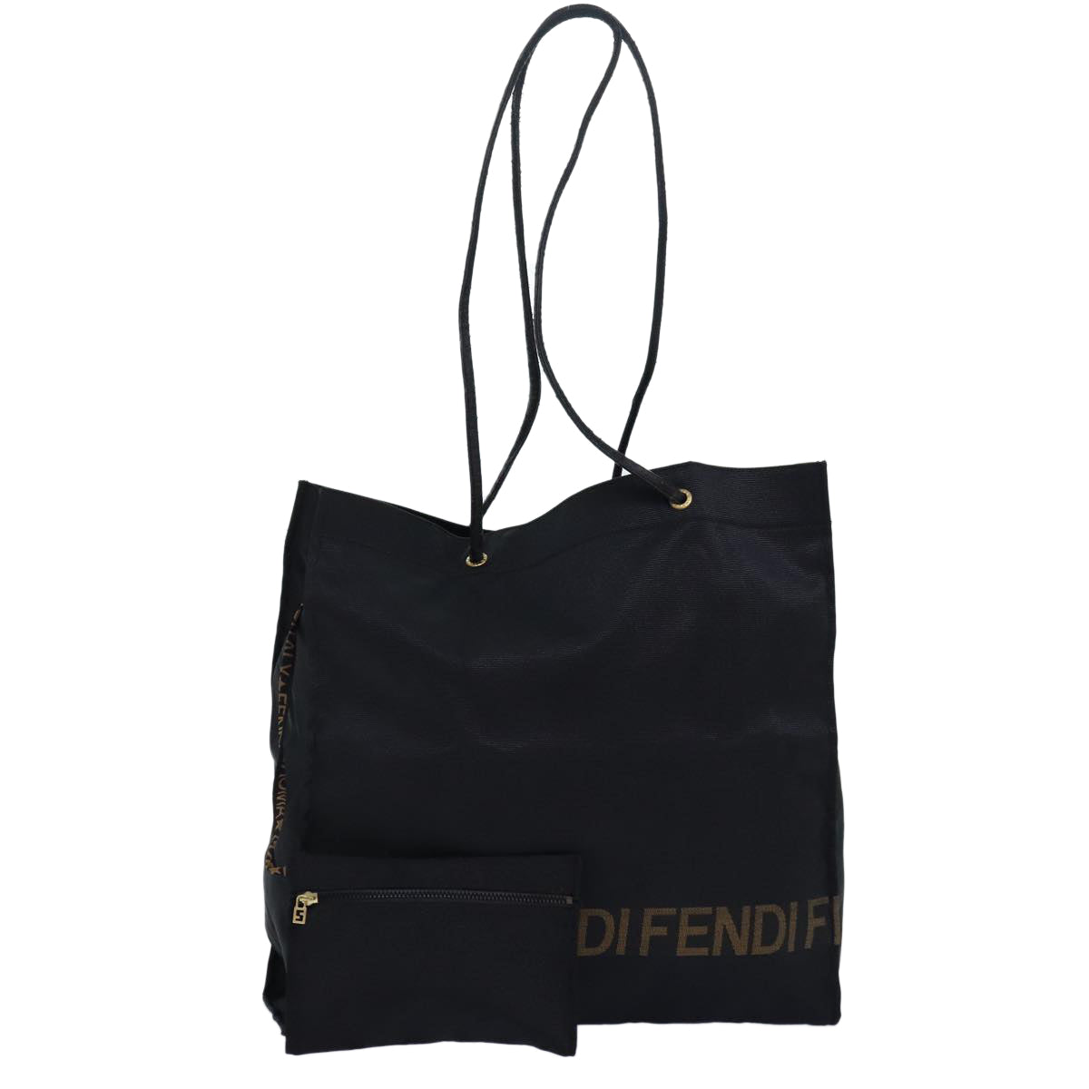 FENDI Tote Bag Nylon Black Gold ar12397