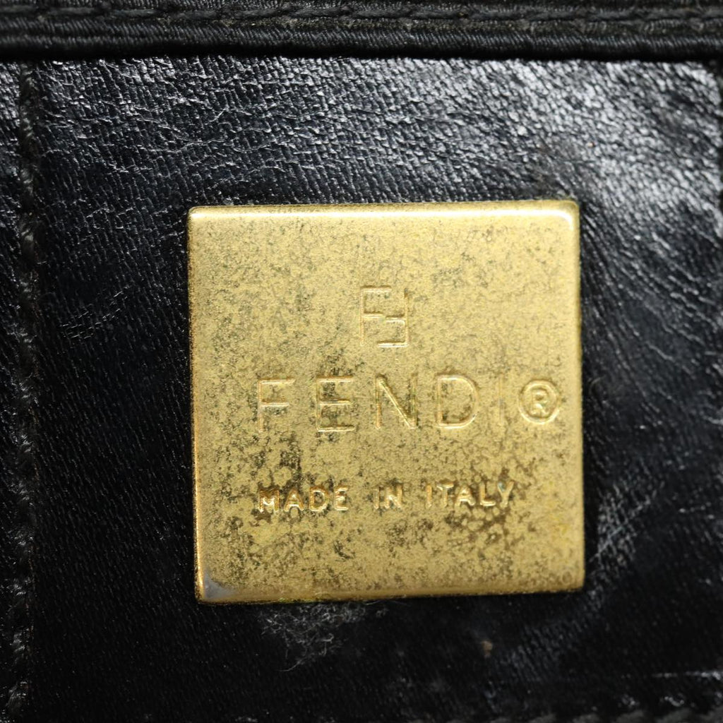 FENDI Hand Bag Nylon Black Gold ar12398