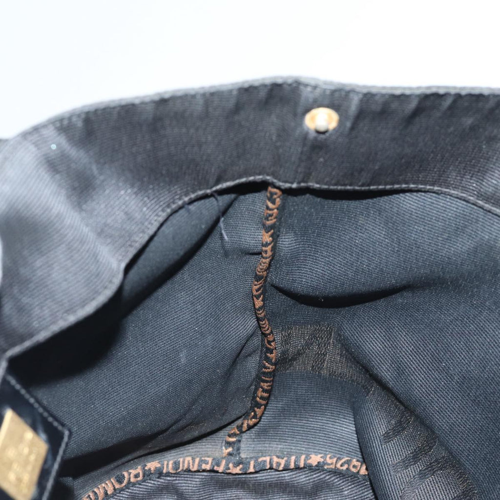 FENDI Hand Bag Nylon Black Gold ar12398