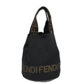 FENDI Hand Bag Nylon Black Gold ar12398