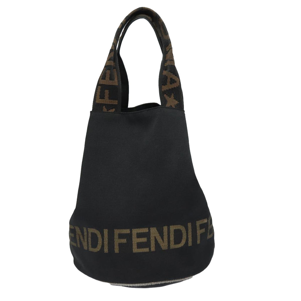 FENDI Hand Bag Nylon Black Gold ar12398