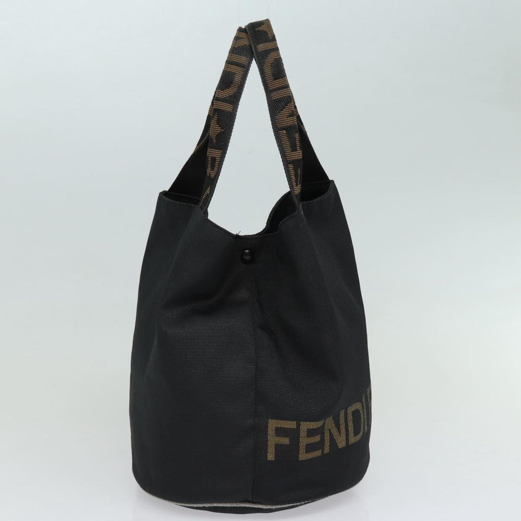 FENDI Hand Bag Nylon Black Gold ar12398
