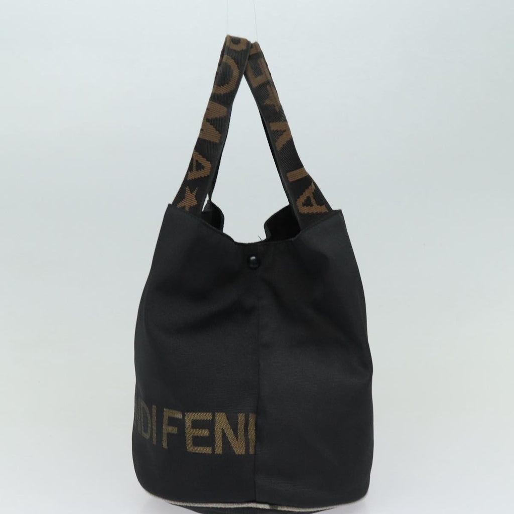 FENDI Hand Bag Nylon Black Gold ar12398