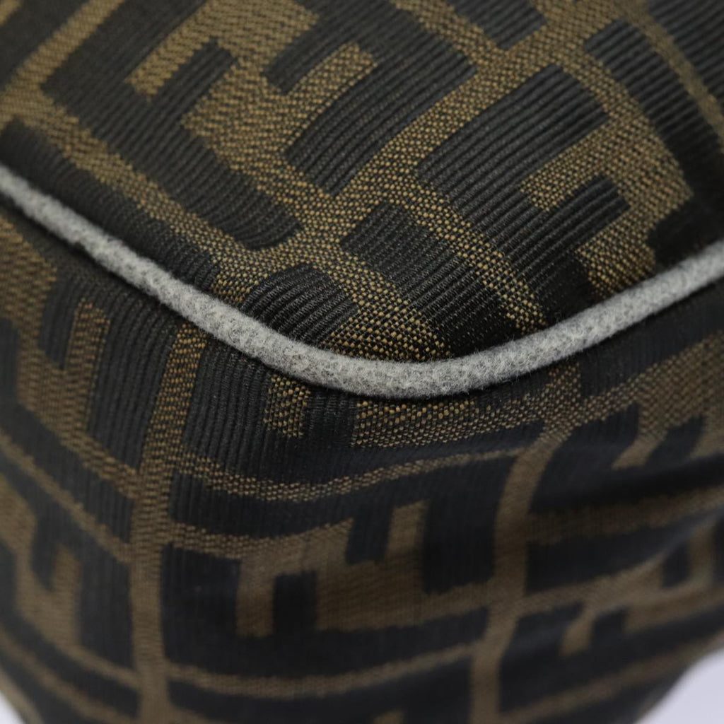 FENDI Zucca Canvas Shoulder Bag Brown Black gold ar12413