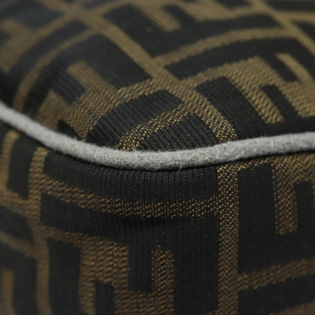 FENDI Zucca Canvas Shoulder Bag Brown Black gold ar12413