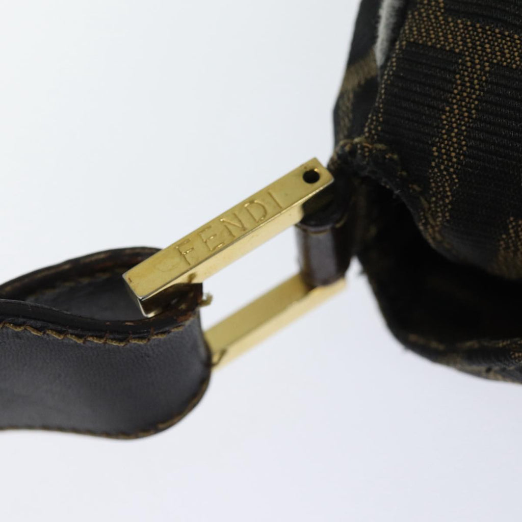 FENDI Zucca Canvas Shoulder Bag Brown Black gold ar12413