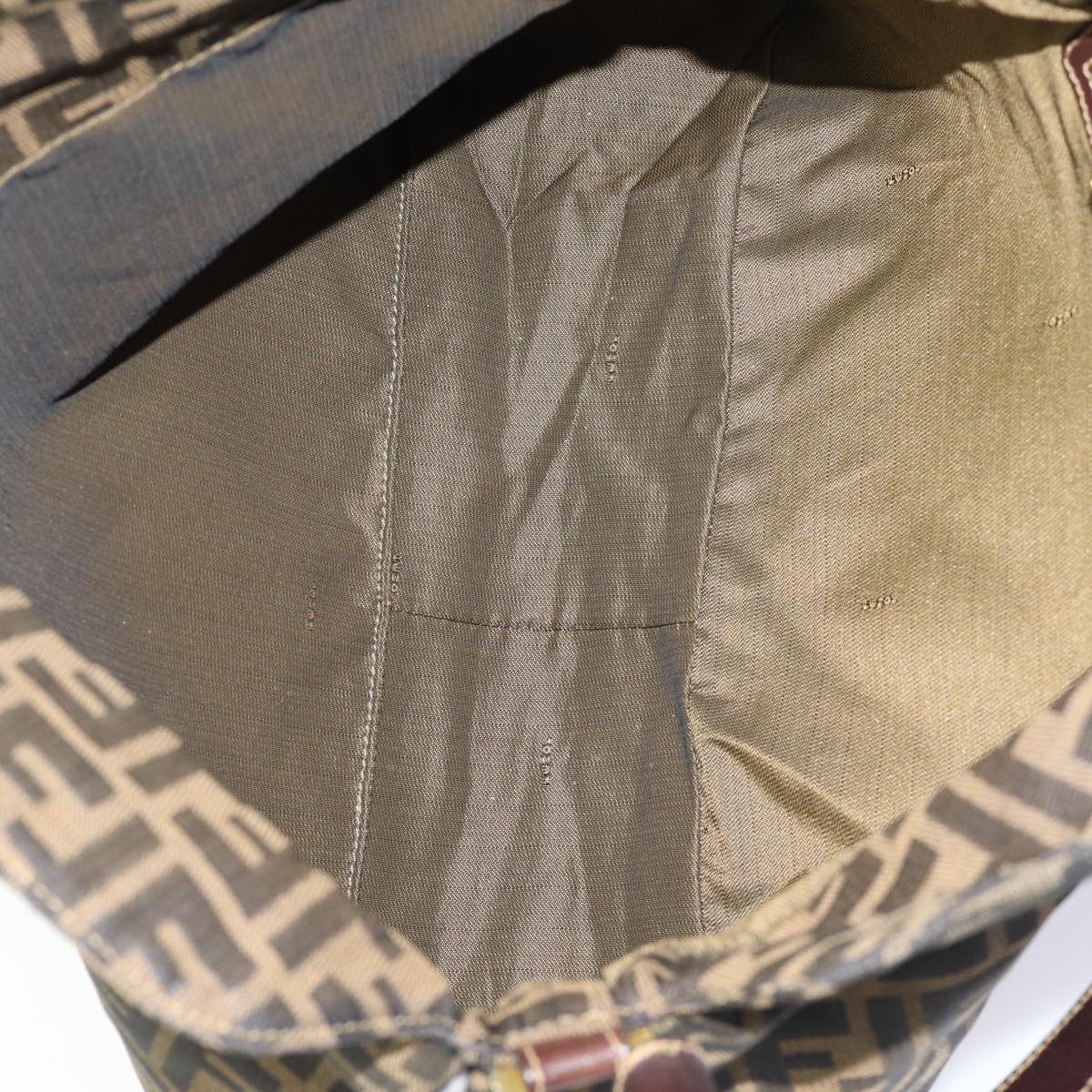 FENDI Zucca Canvas Shoulder Bag Brown Black gold ar12413