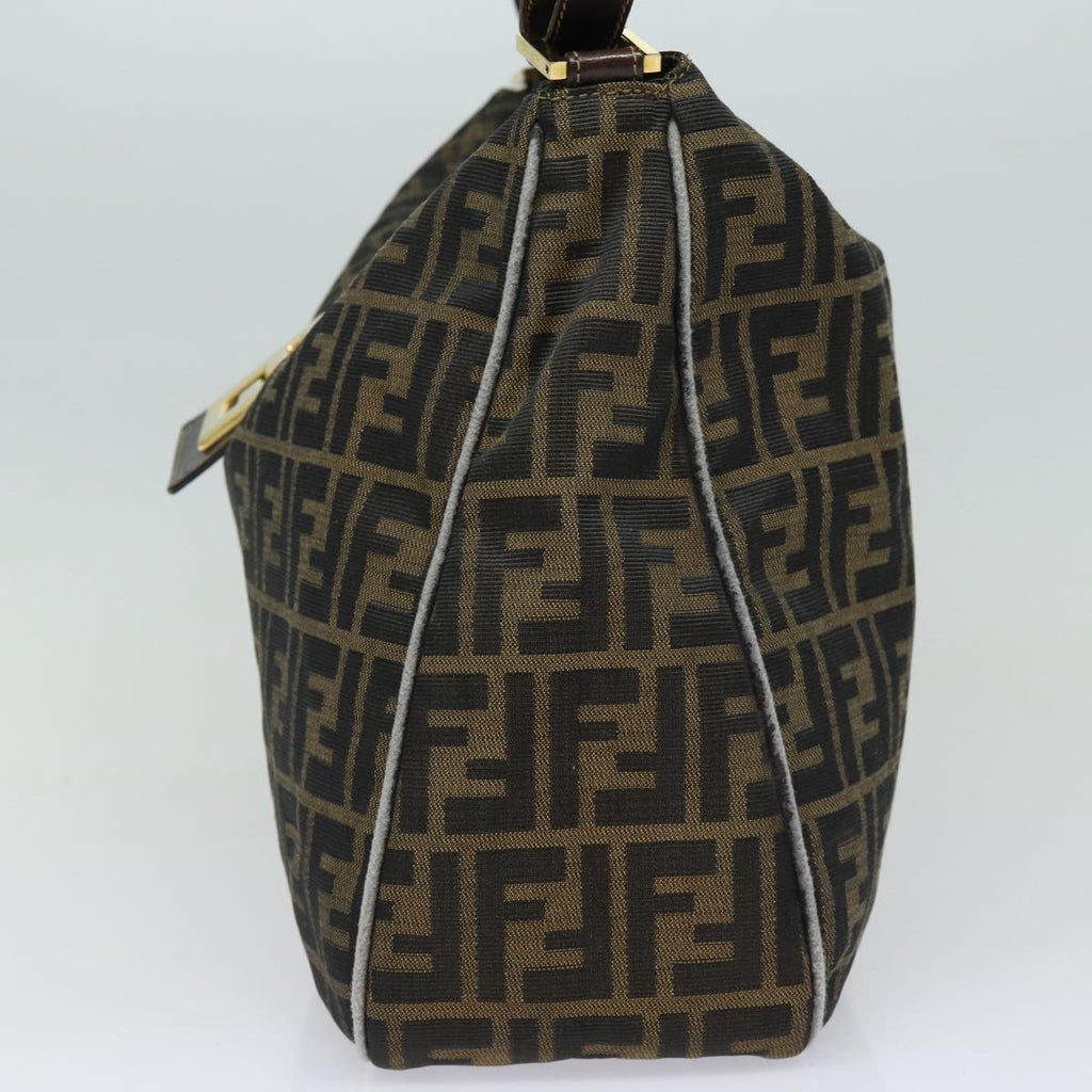 FENDI Zucca Canvas Shoulder Bag Brown Black gold ar12413