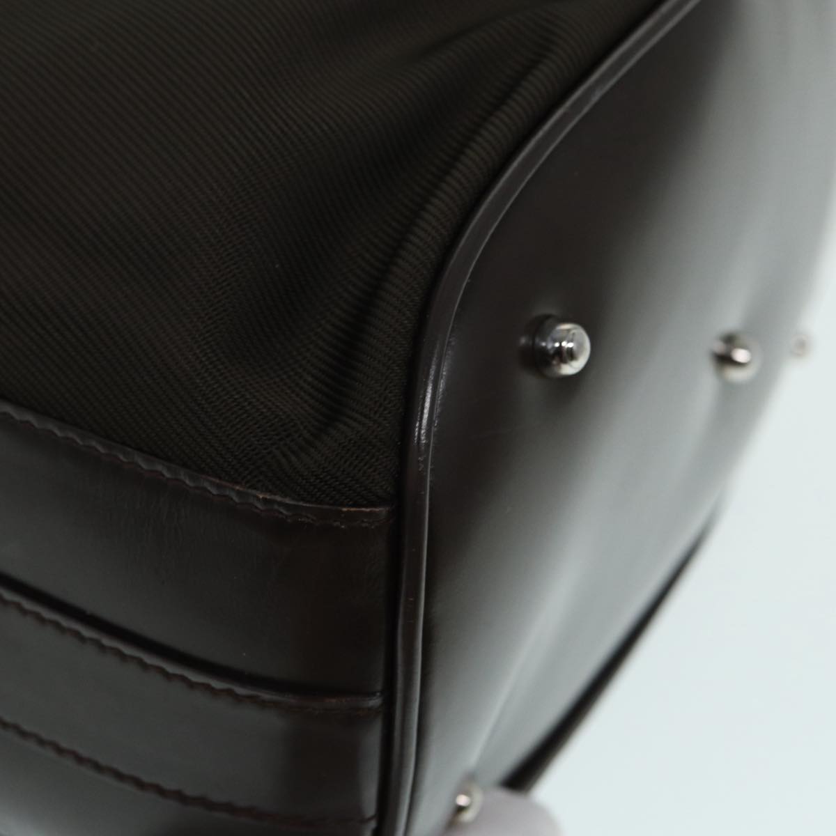 GUCCI Bamboo Hand Bag Nylon Brown Silver ar12416