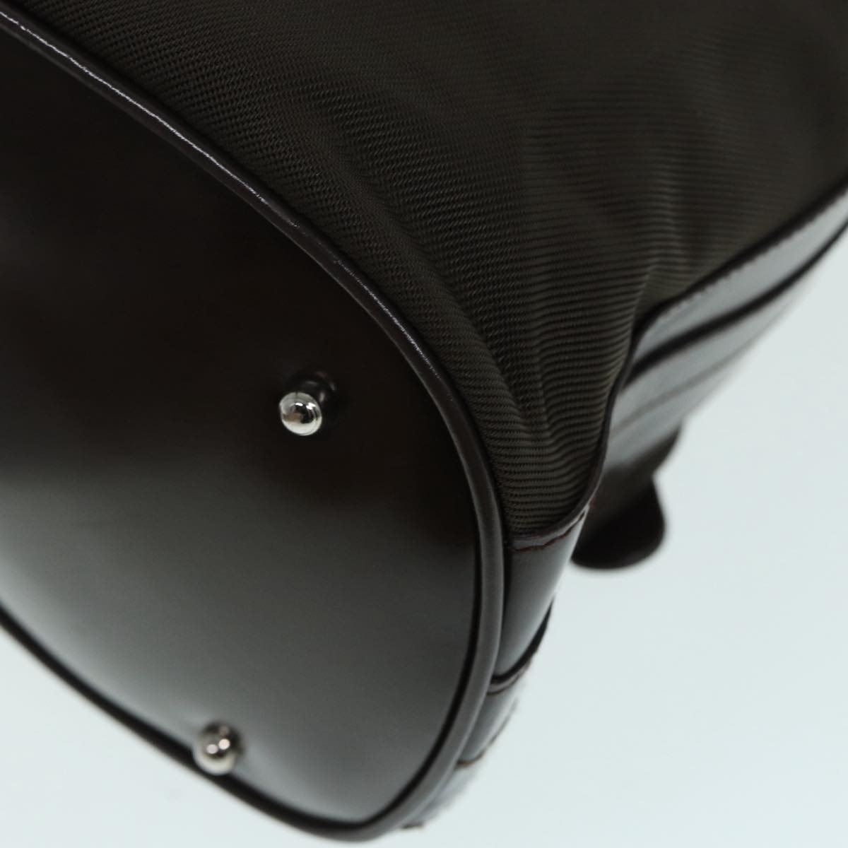 GUCCI Bamboo Hand Bag Nylon Brown Silver ar12416