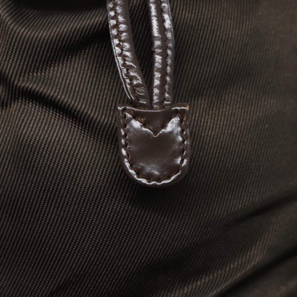 GUCCI Bamboo Hand Bag Nylon Brown Silver ar12416