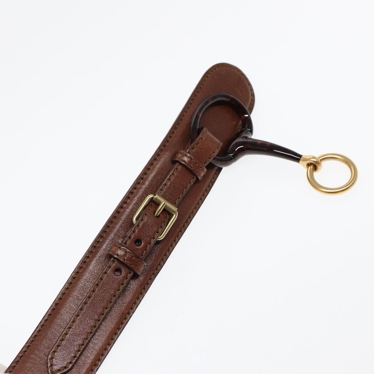 GUCCI Horsebit Belt Leather 30.3"" Brown 1417 51 1766 85 34 ar12425