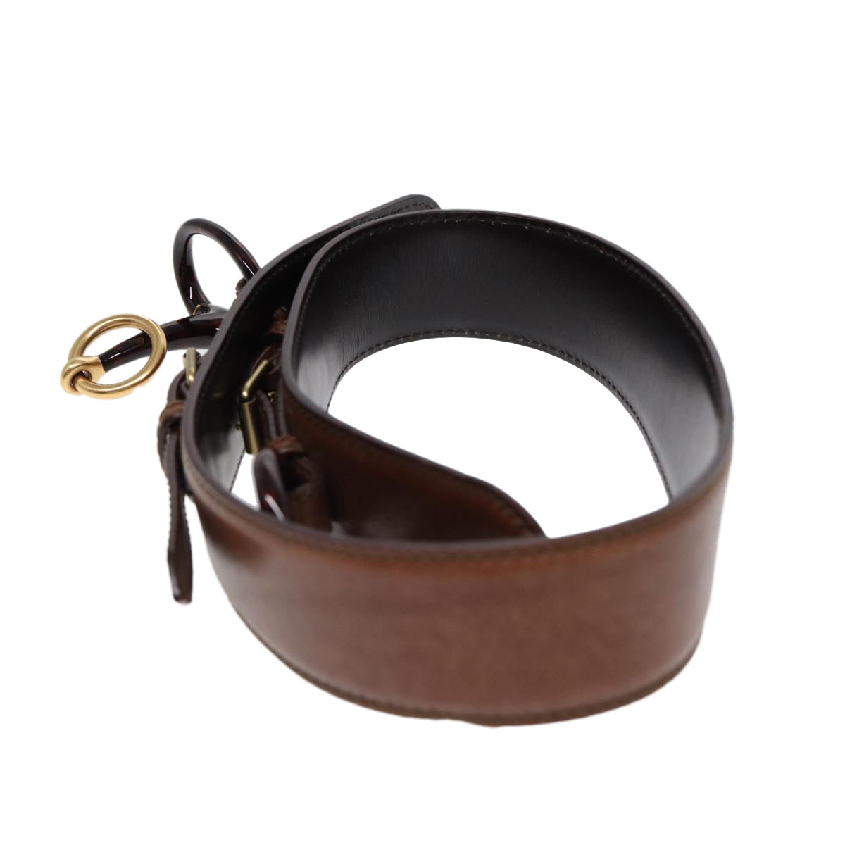 GUCCI Horsebit Belt Leather 30.3"" Brown 1417 51 1766 85 34 ar12425