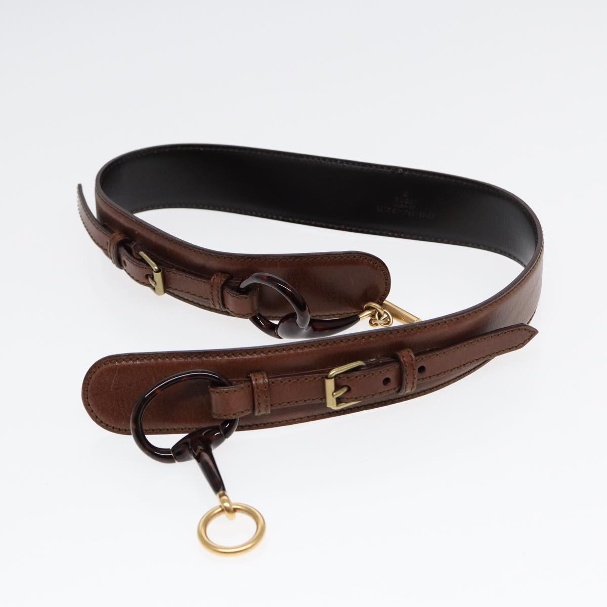 GUCCI Horsebit Belt Leather 30.3"" Brown 1417 51 1766 85 34 ar12425