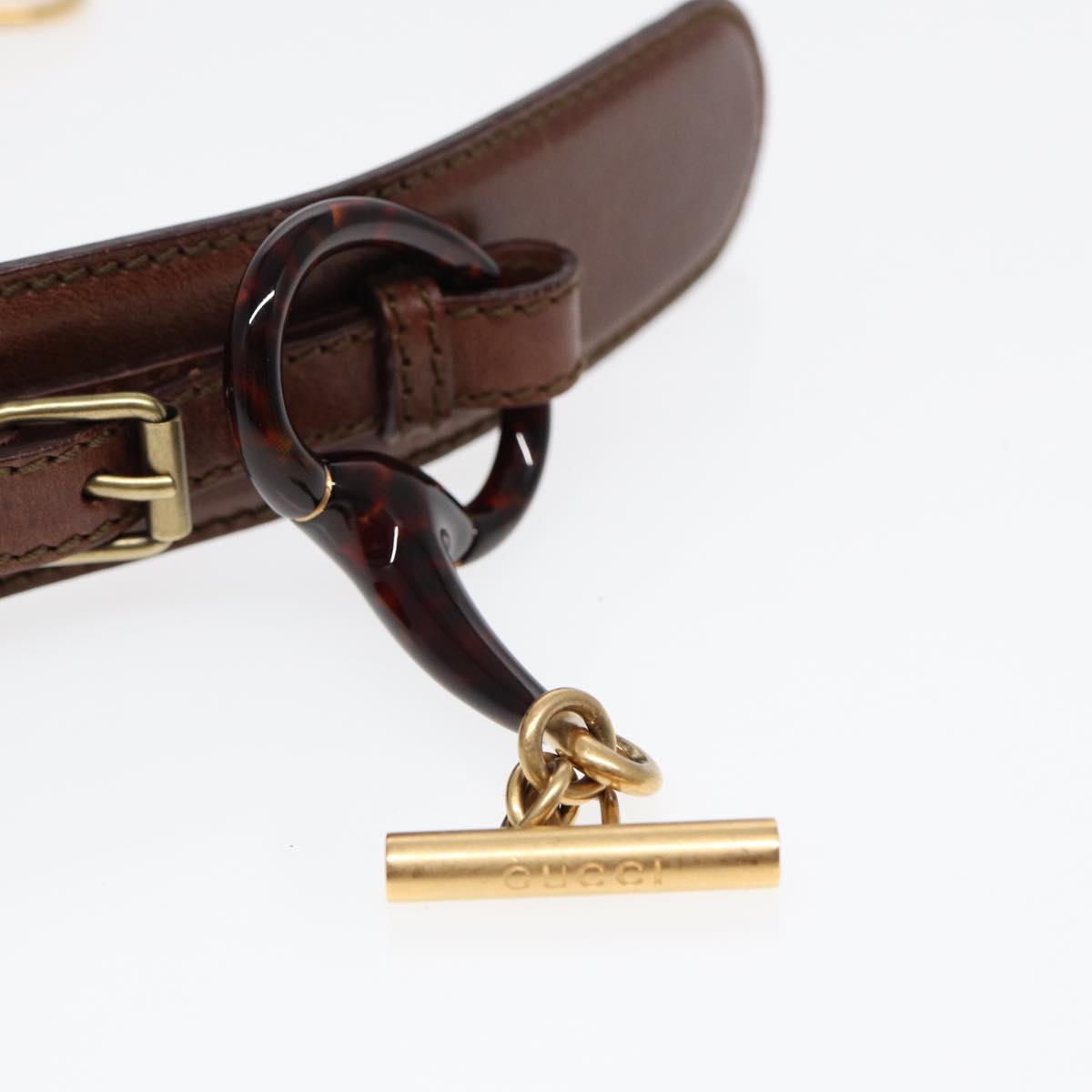 GUCCI Horsebit Belt Leather 30.3"" Brown 1417 51 1766 85 34 ar12425