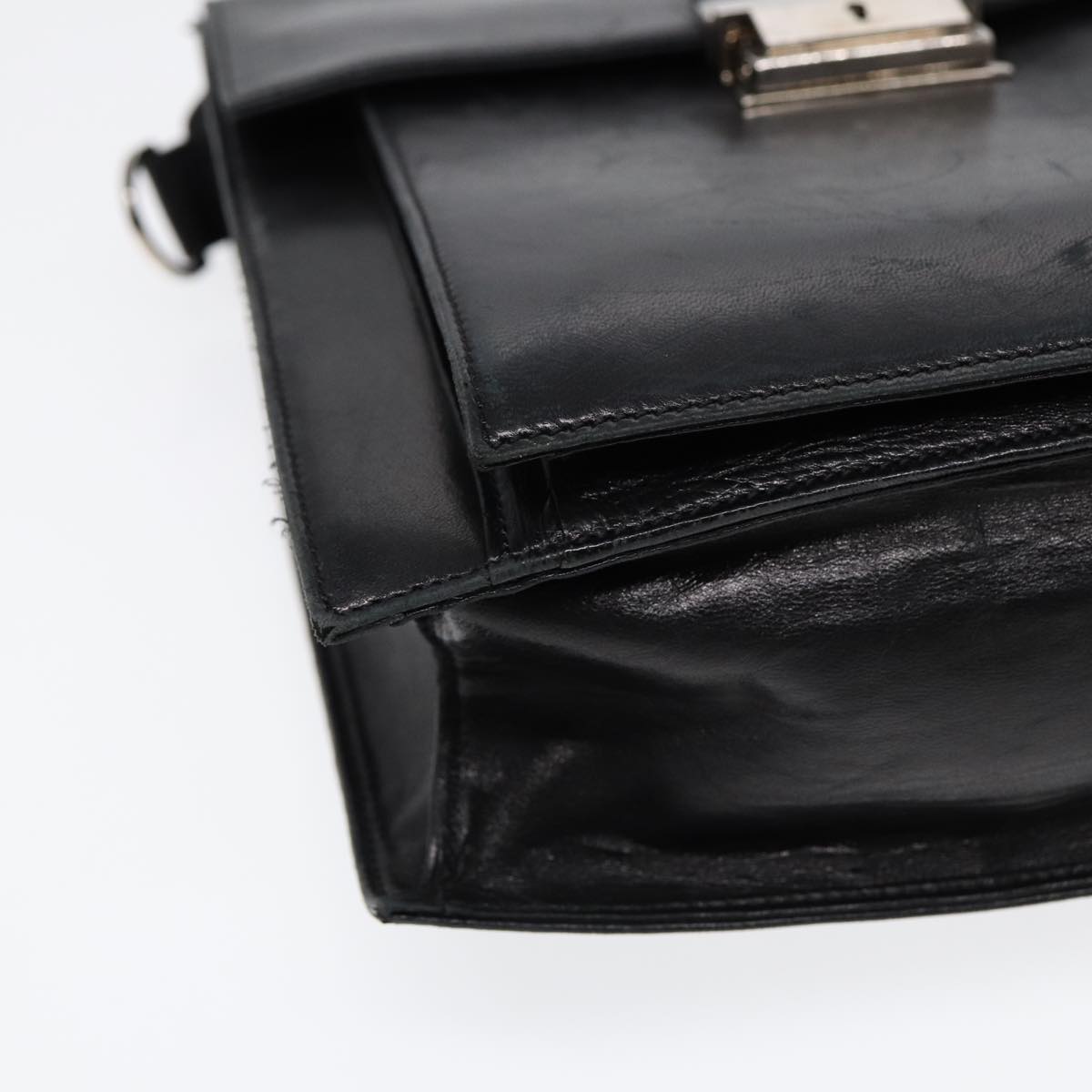 FENDI Hand Bag Leather 2way Black Silver ar12462