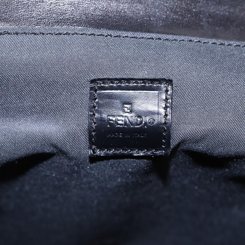 FENDI Hand Bag Leather 2way Black Silver ar12462