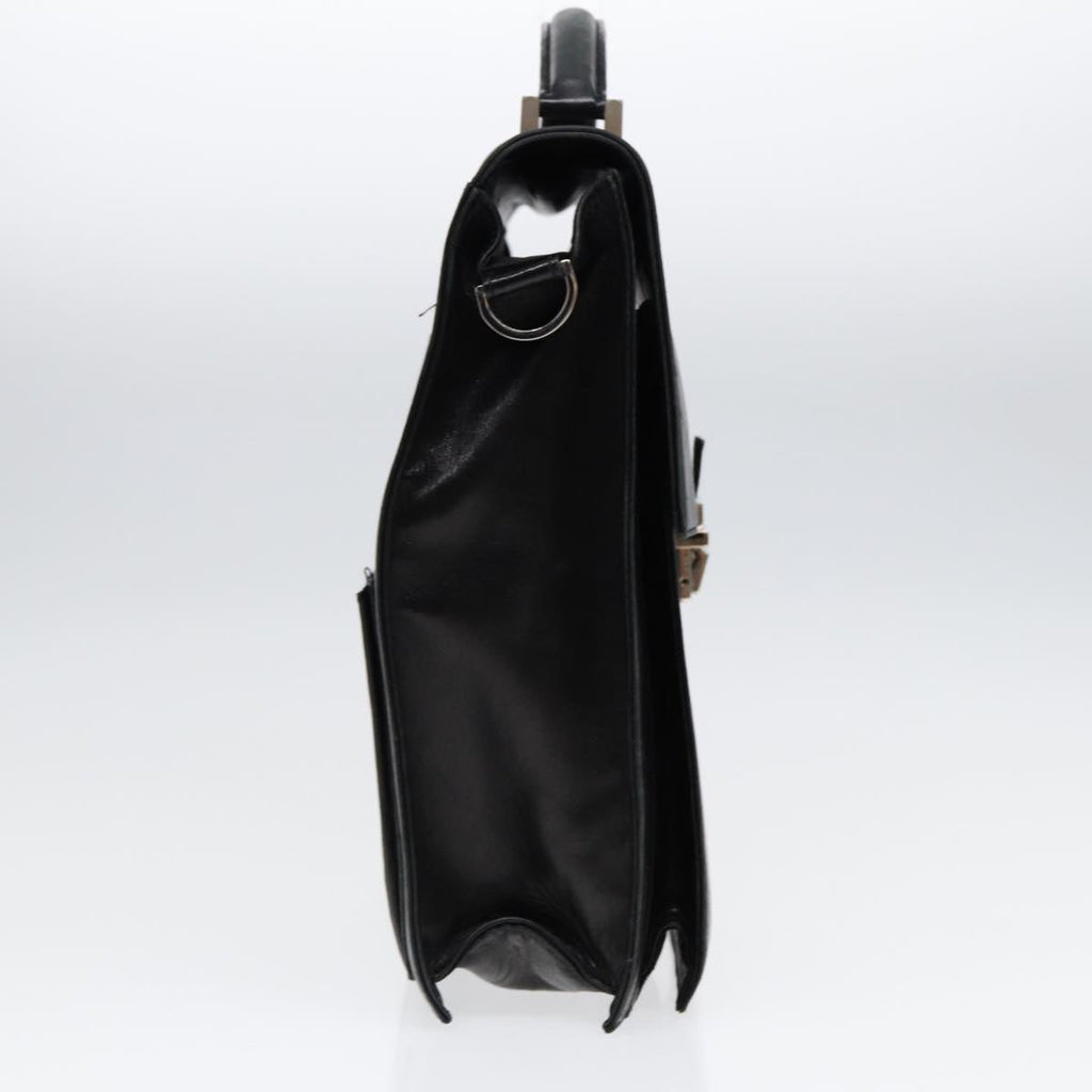 FENDI Hand Bag Leather 2way Black Silver ar12462