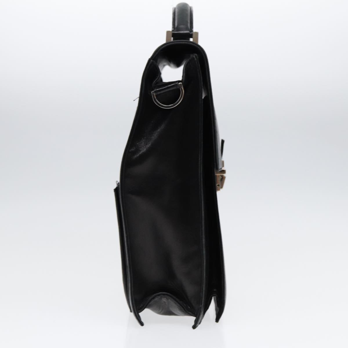 FENDI Hand Bag Leather 2way Black Silver ar12462