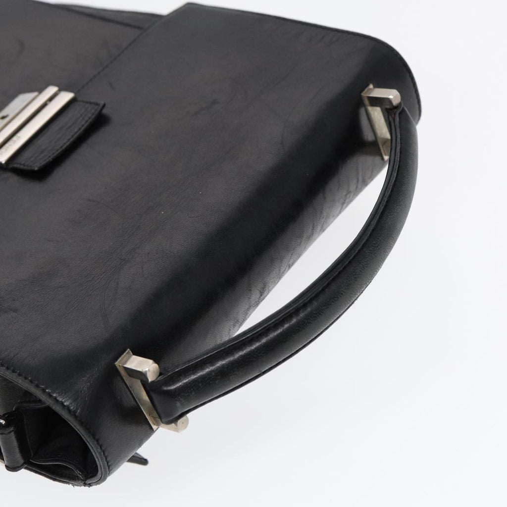 FENDI Hand Bag Leather 2way Black Silver ar12462