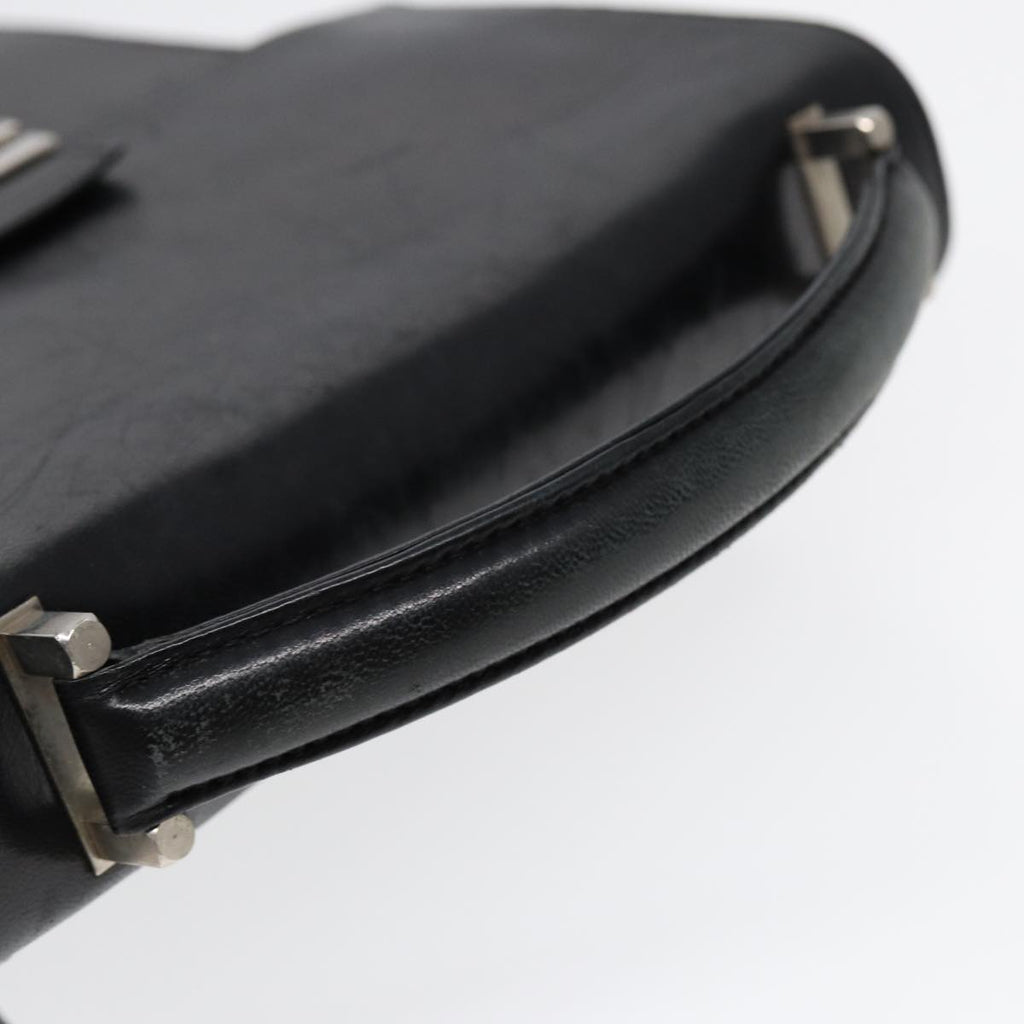 FENDI Hand Bag Leather 2way Black Silver ar12462
