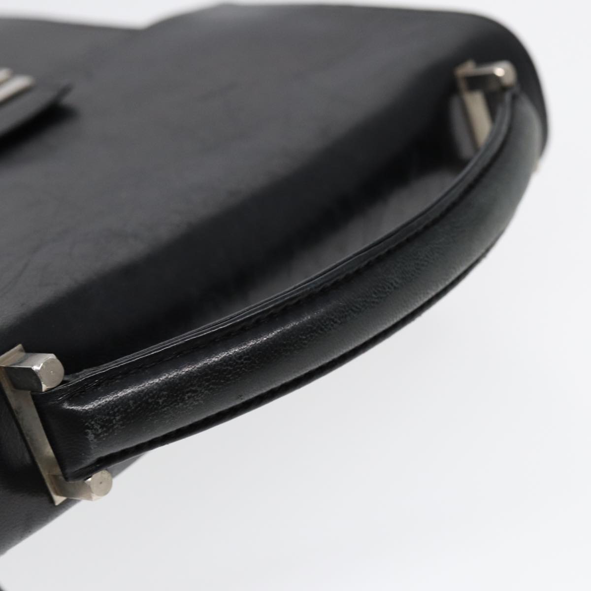 FENDI Hand Bag Leather 2way Black Silver ar12462
