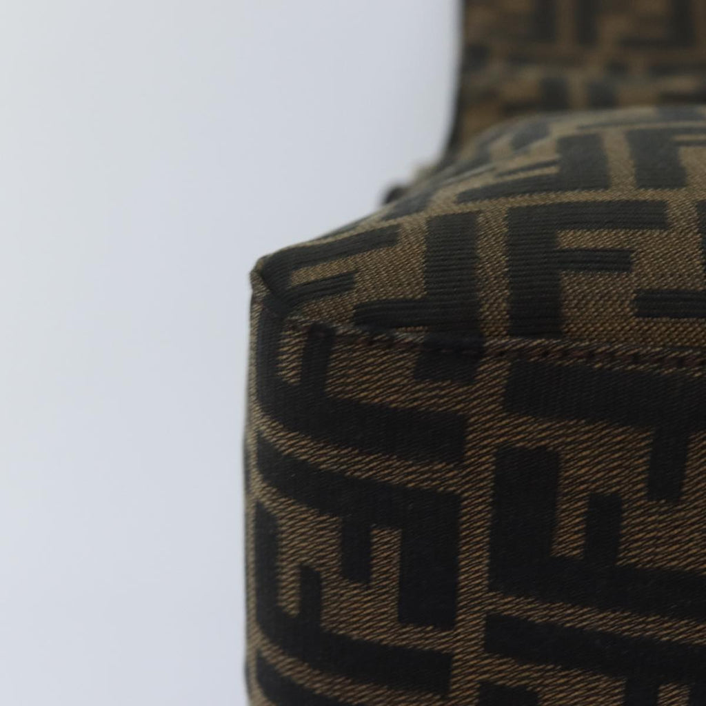 FENDI Zucca Canvas Mamma Baguette Shoulder Bag Brown Black Silver ar12486