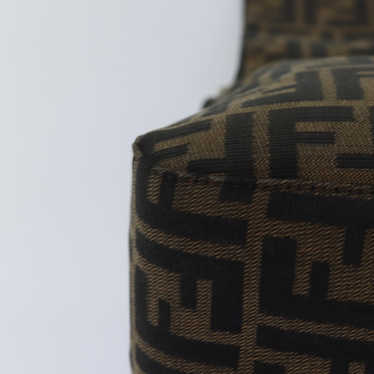 FENDI Zucca Canvas Mamma Baguette Shoulder Bag Brown Black Silver ar12486