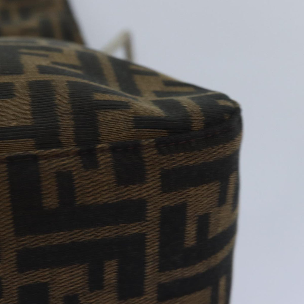 FENDI Zucca Canvas Mamma Baguette Shoulder Bag Brown Black Silver ar12486