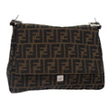 FENDI Zucca Canvas Mamma Baguette Shoulder Bag Brown Black Silver ar12486